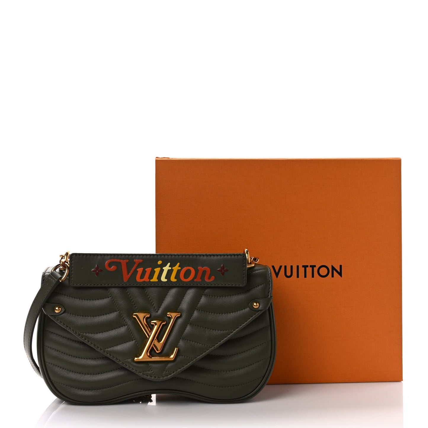 Calfskin New Wave Chain MM Kaki