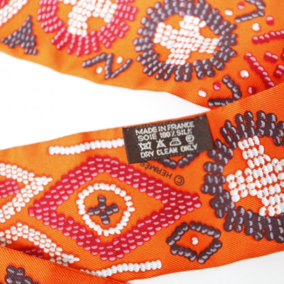 Hermes Silk Kelly en Perles Twilly Orange 5 of 7