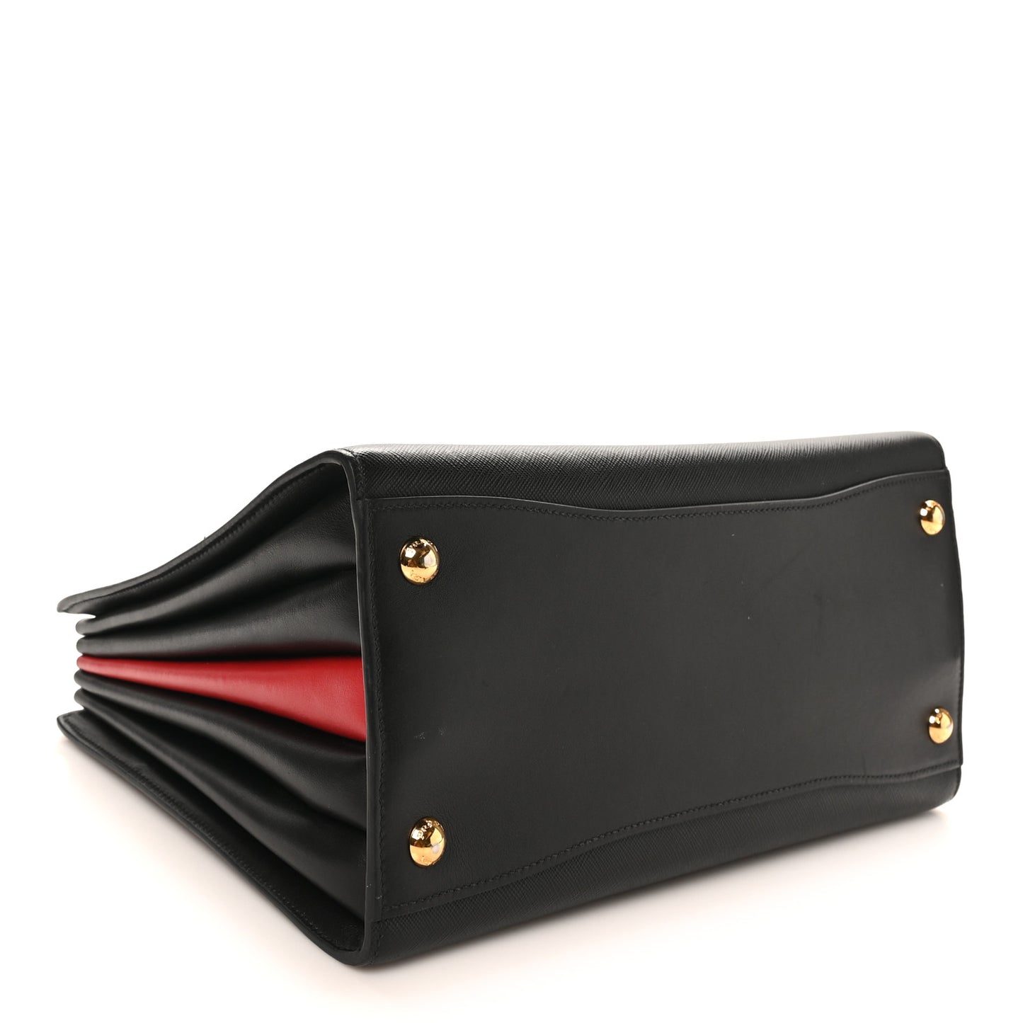 Saffiano City Calfskin Medium Bibliothèque Top Handle Black Fuoco
