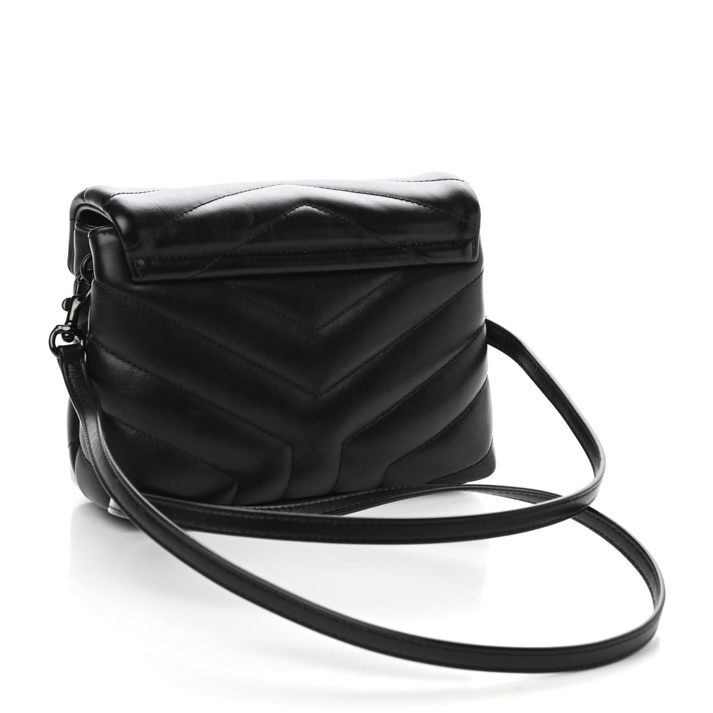 Calfskin Y Quilted Monogram Toy Loulou Crossbody Bag Black