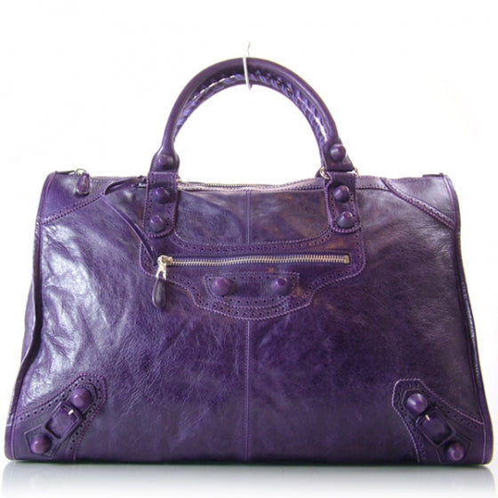 Balenciaga Agneau Giant Brogues Hardware Weekender Grape 1 of 12
