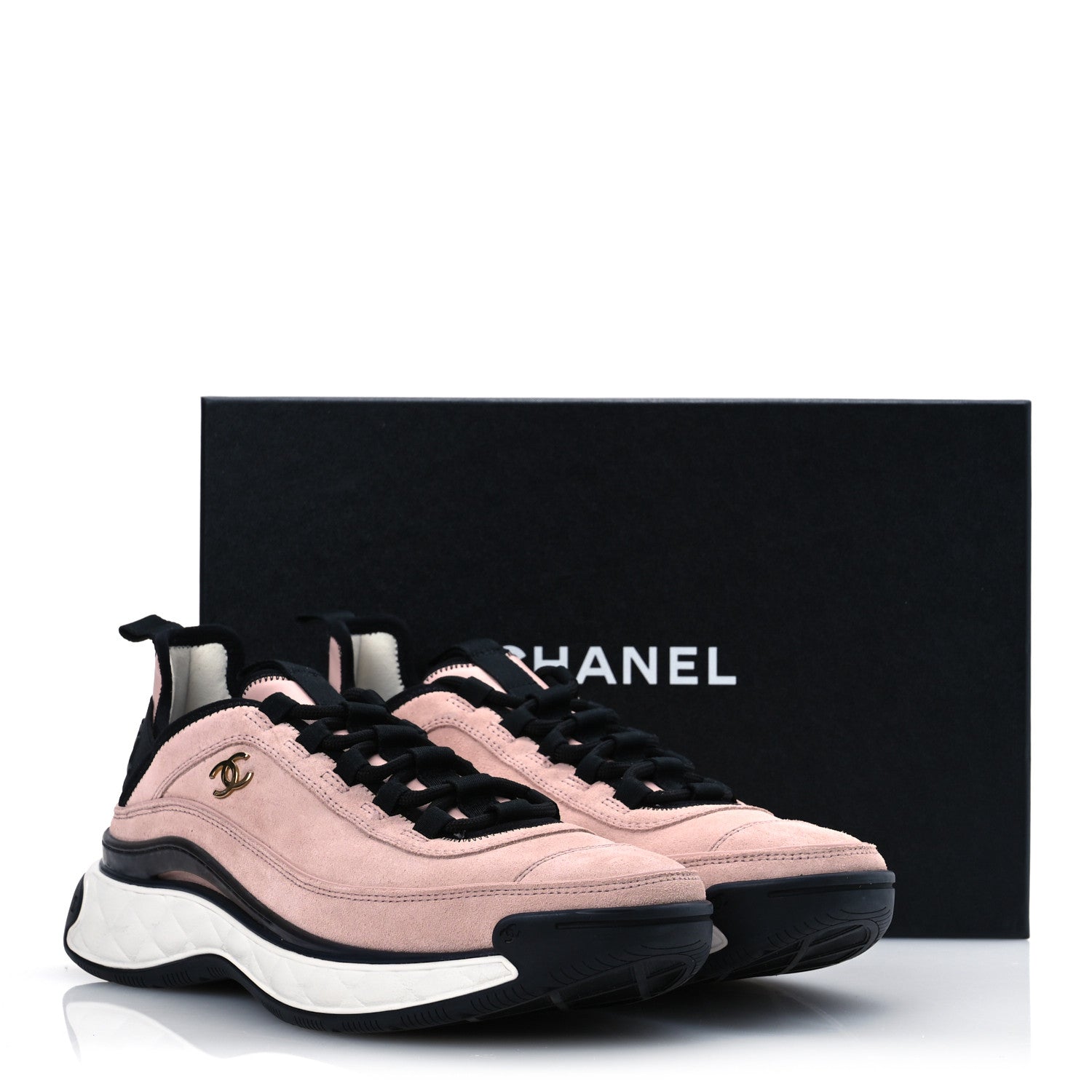 Chanel Suede Calfskin Nylon Grosgrain CC Sneakers 40 Light Pink 13 of 13