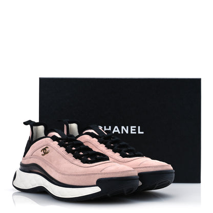 Chanel Suede Calfskin Nylon Grosgrain CC Sneakers 40 Light Pink 13 of 13