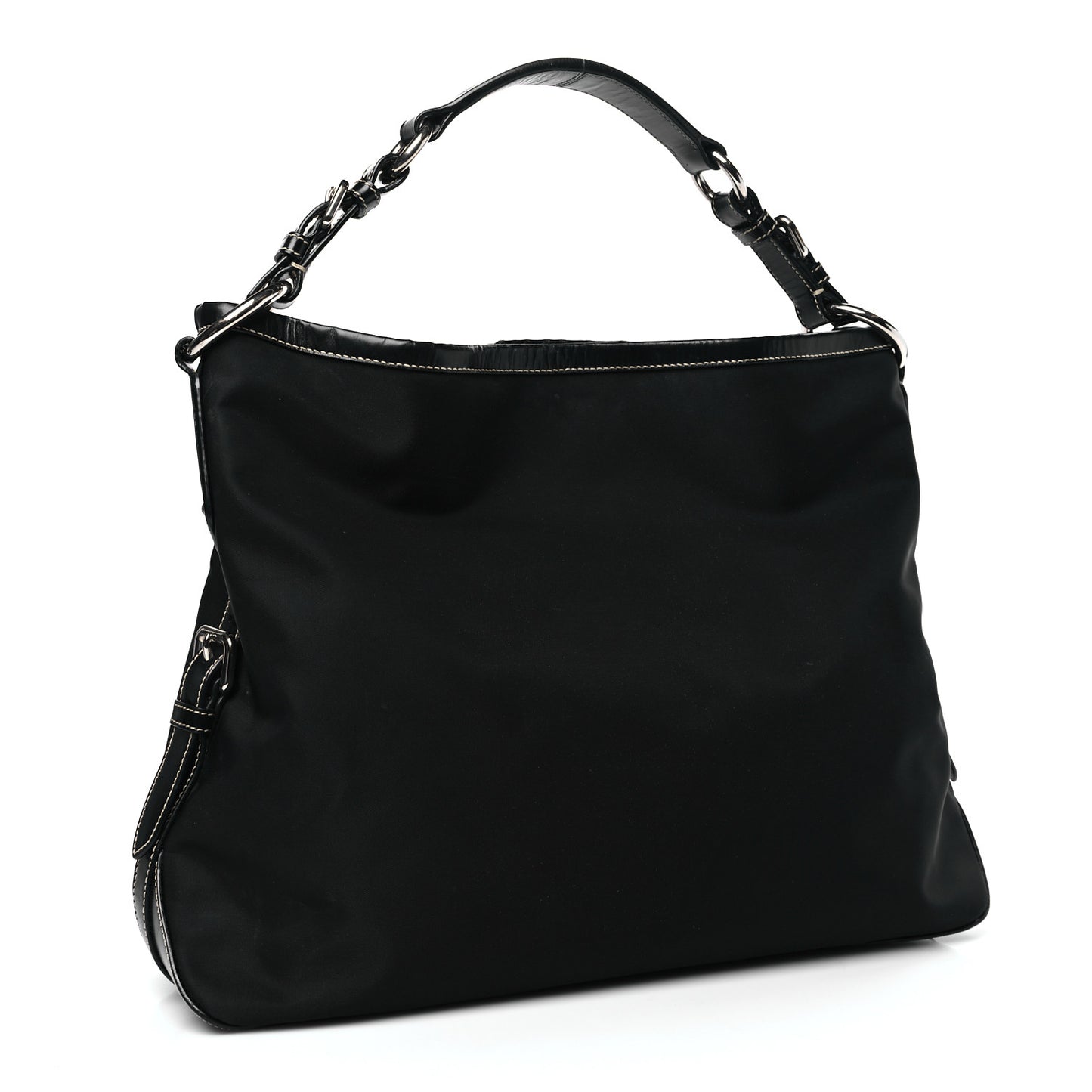 Tessuto Nylon Calfskin Hobo Black