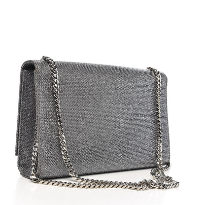 Saint Laurent Metallic Canvas Woven Medium Classic Monogram Kate Satchel Silver 3 of 12
