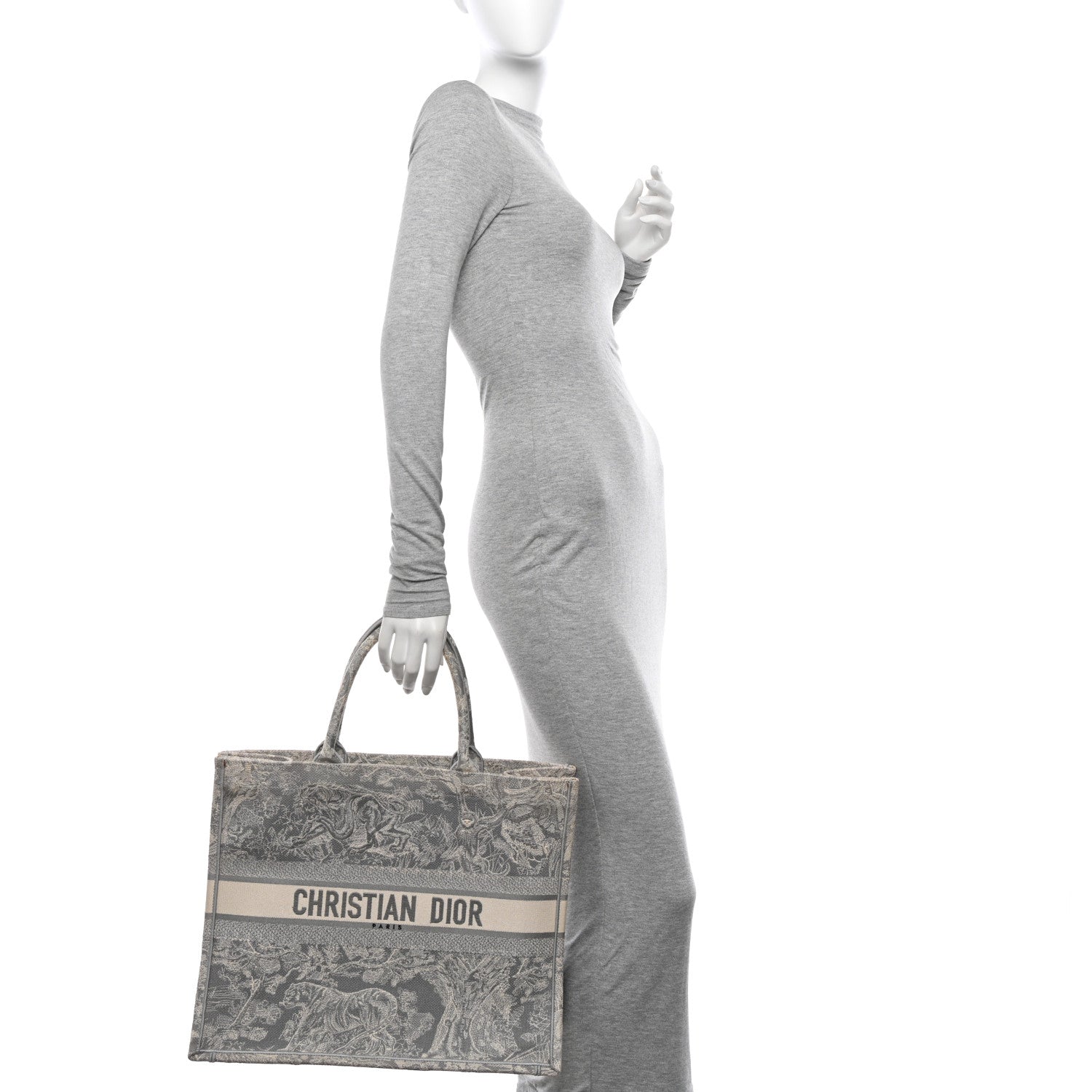 Christian Dior Canvas Embroidered Large Dioriviera Toile De Jouy Book Tote Gray 2 of 17