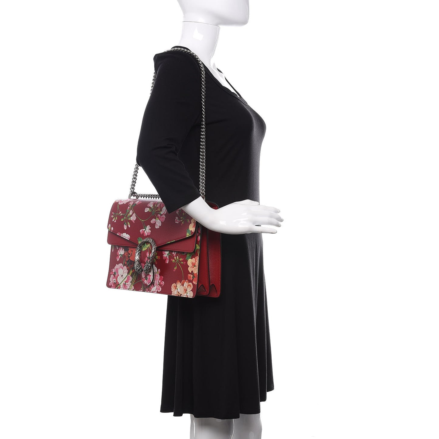 Calfskin Blooms Print Medium Dionysus Shoulder Bag Romantic Cherry Multicolor