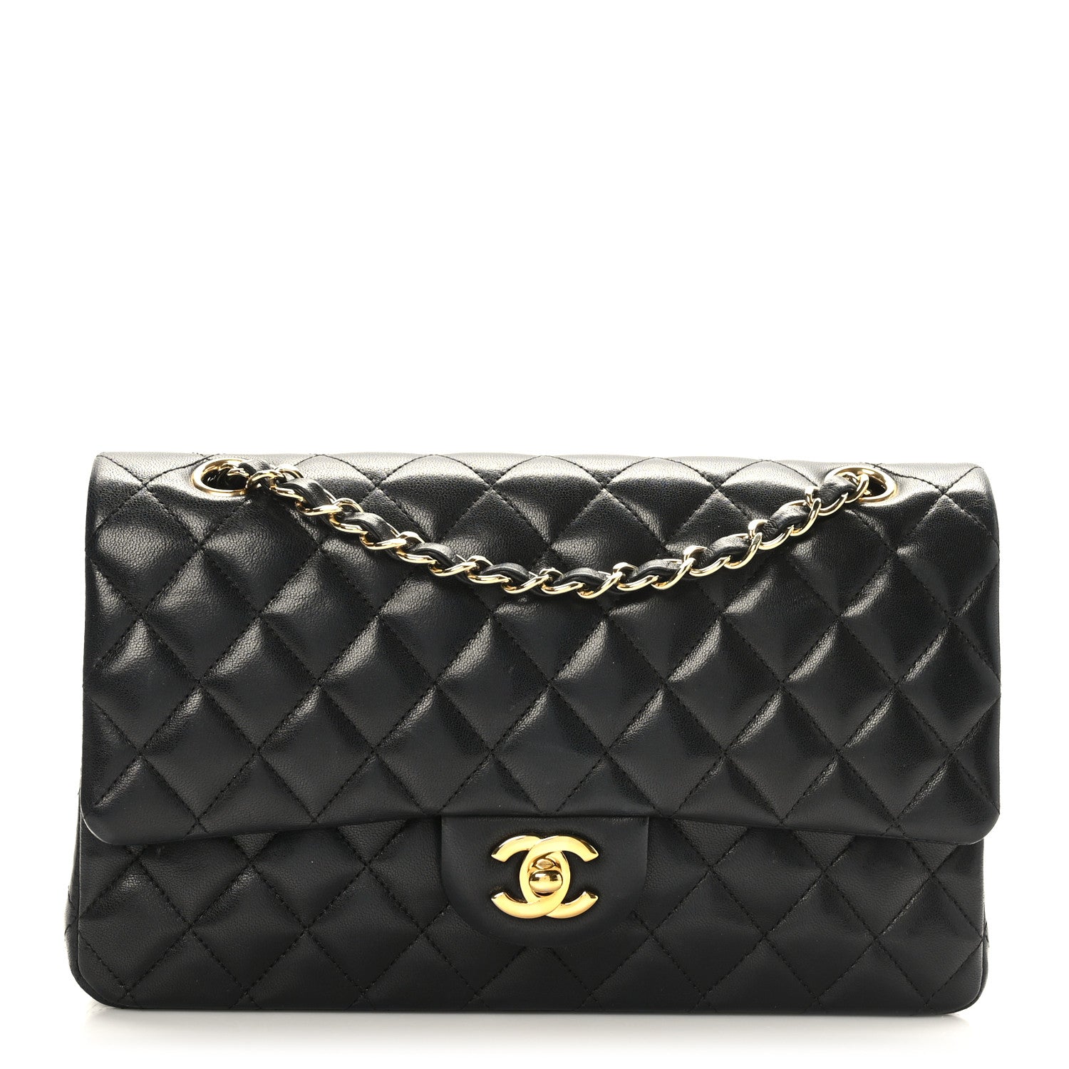 Chanel Lambskin Quilted Medium Double Flap Black 1 of 9