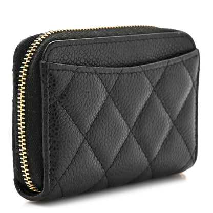 Chanel Caviar Quilted Zip Coin Purse Black 3 of 8