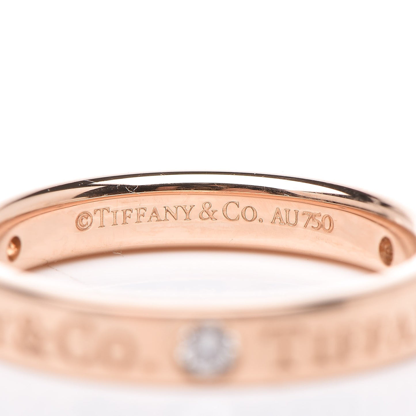 18K Rose Gold Diamond 3mm Logo Band Ring 47 4