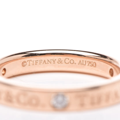Tiffany 18K Rose Gold Diamond 3mm Logo Band Ring 47 4 4 of 4