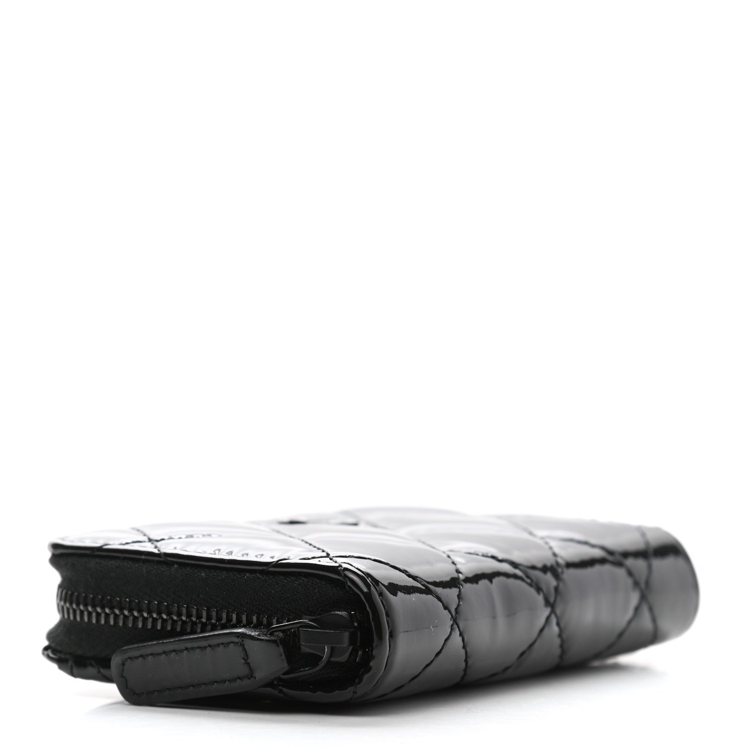 Chanel Patent Calfskin Quilted Zip Coin Purse Wallet So Black 4 of 8