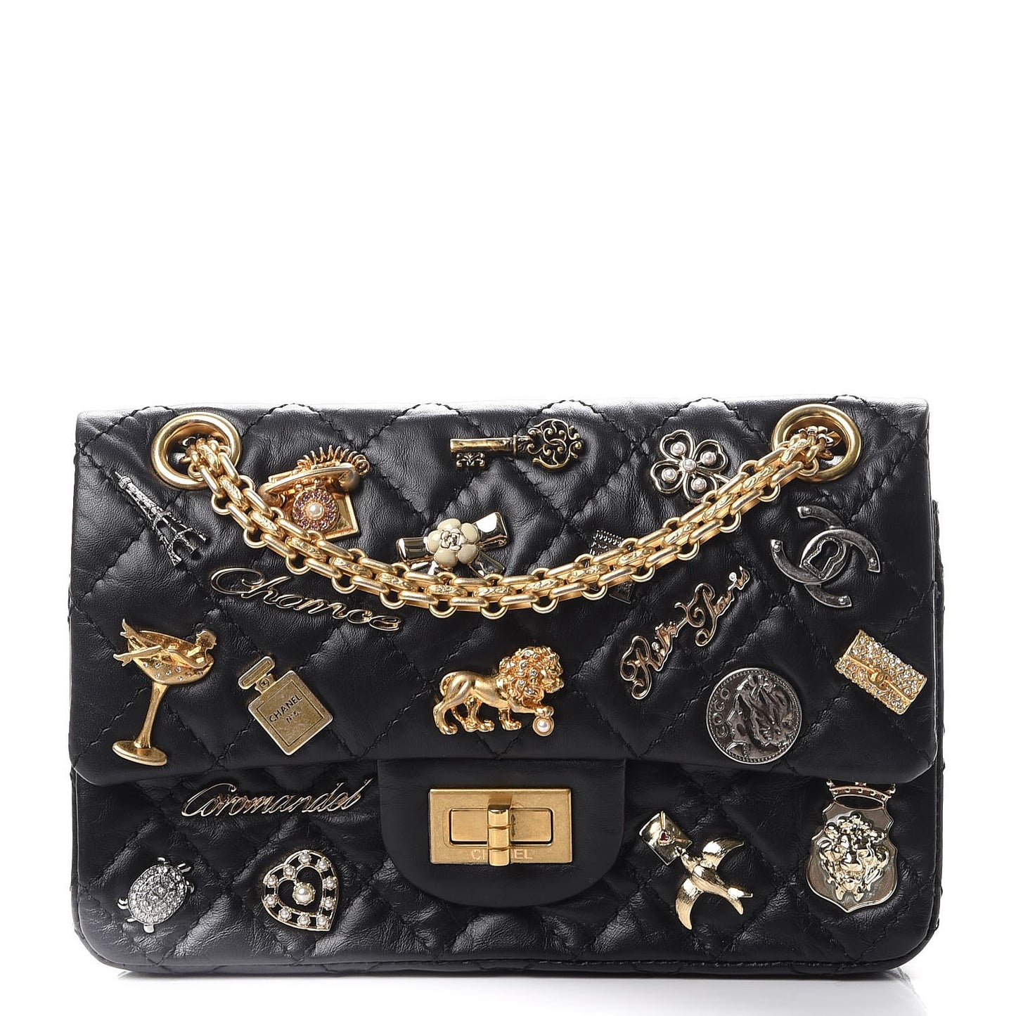 Aged Calfskin Lucky Charms 2.55 Reissue 224 Flap Black