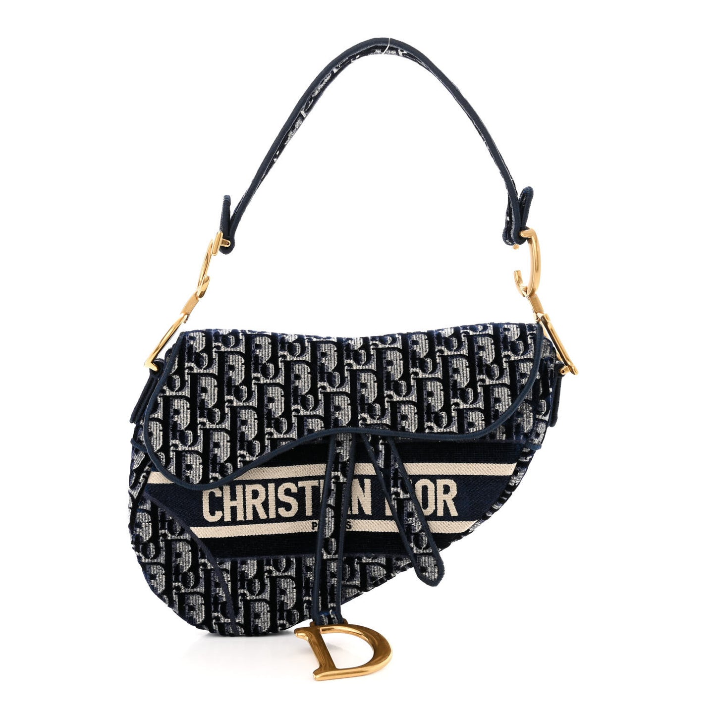 Velvet Oblique Saddle Bag Blue