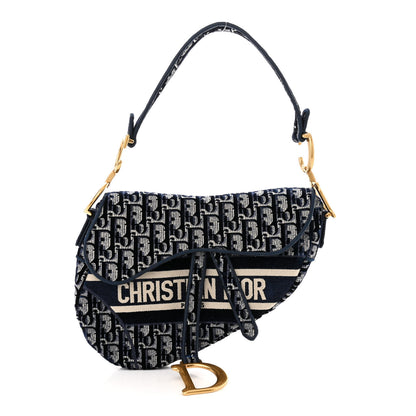 Christian Dior Velvet Oblique Saddle Bag Blue 1 of 10