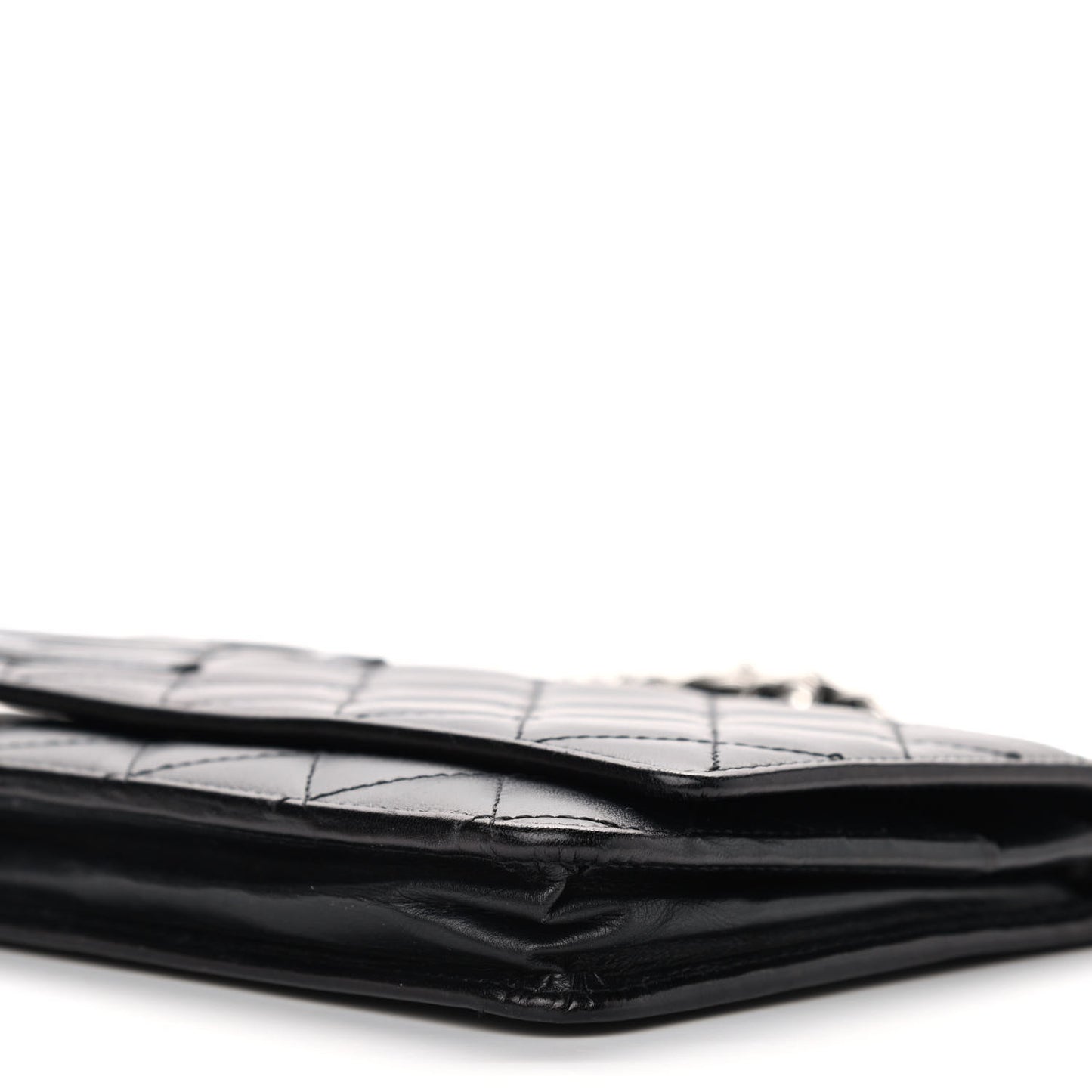 Calfskin Quilted Cambon Wallet On Chain WOC Black