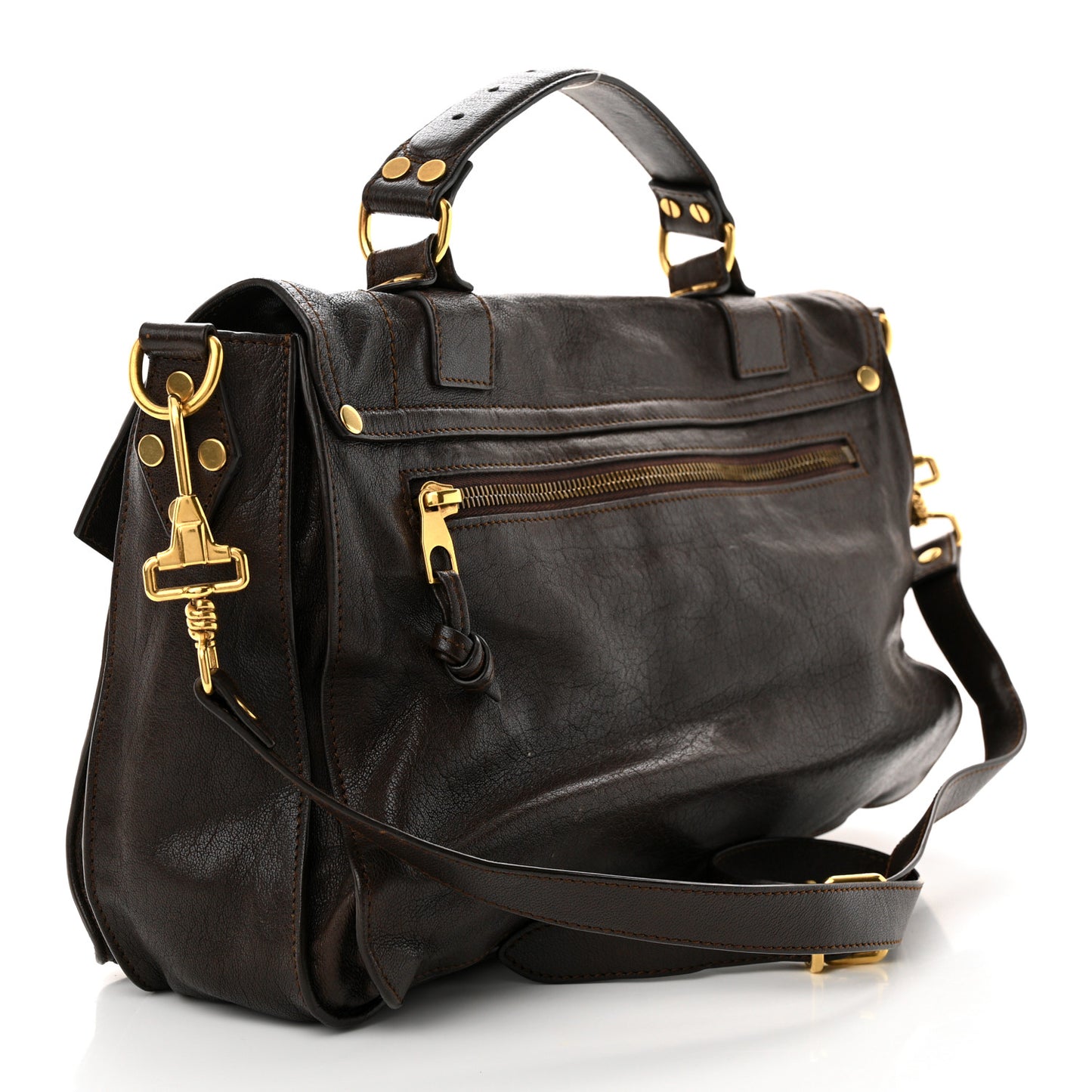 Lambskin Medium PS1 Satchel Dark Chocolate