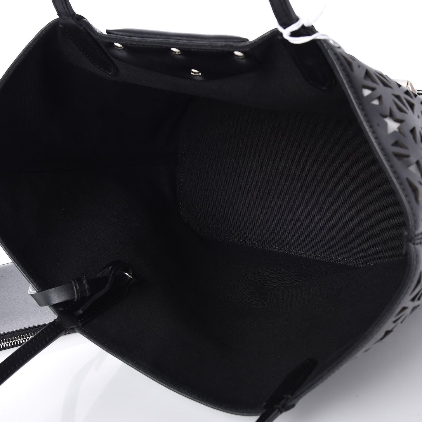 Calfskin Lazer Cut Medium Antigona Tote Black White