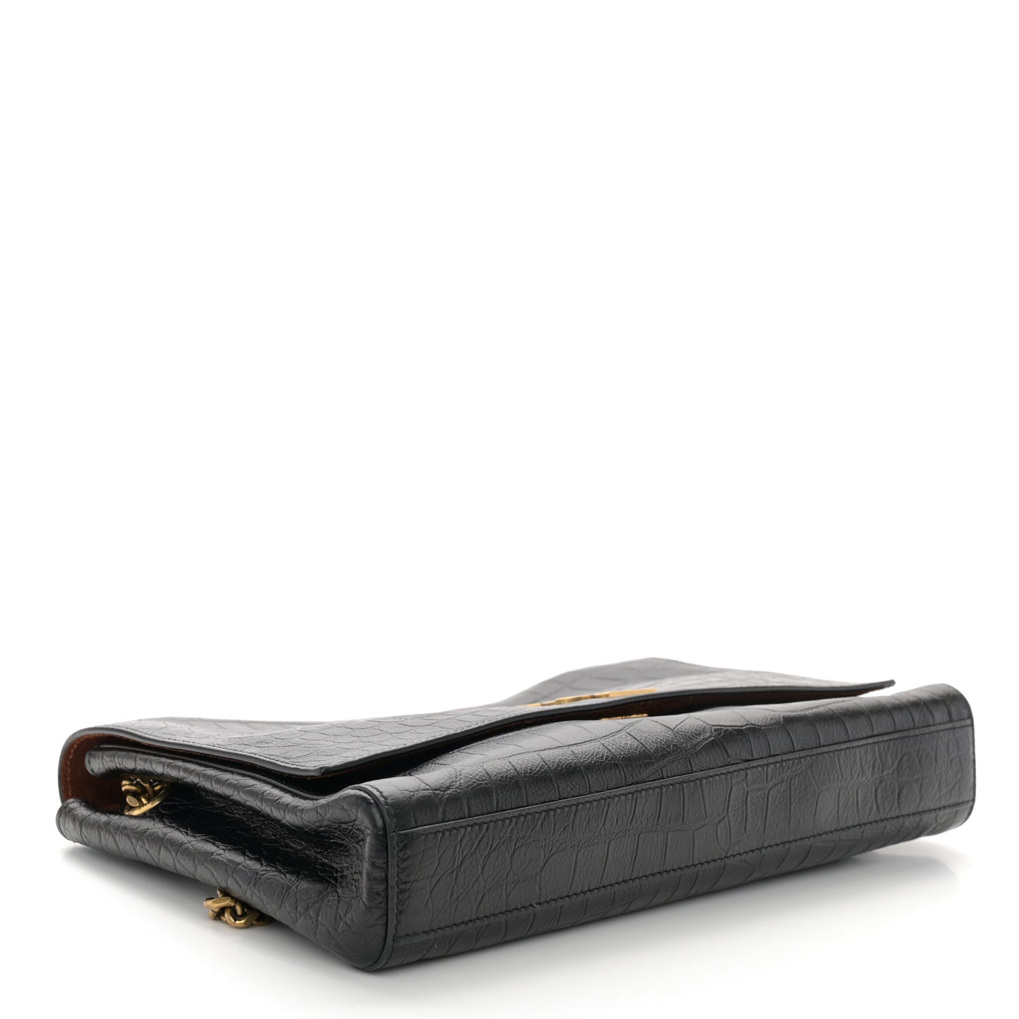 Smooth Calfskin Suede Medium Reversible Monogram Kate Satchel Black