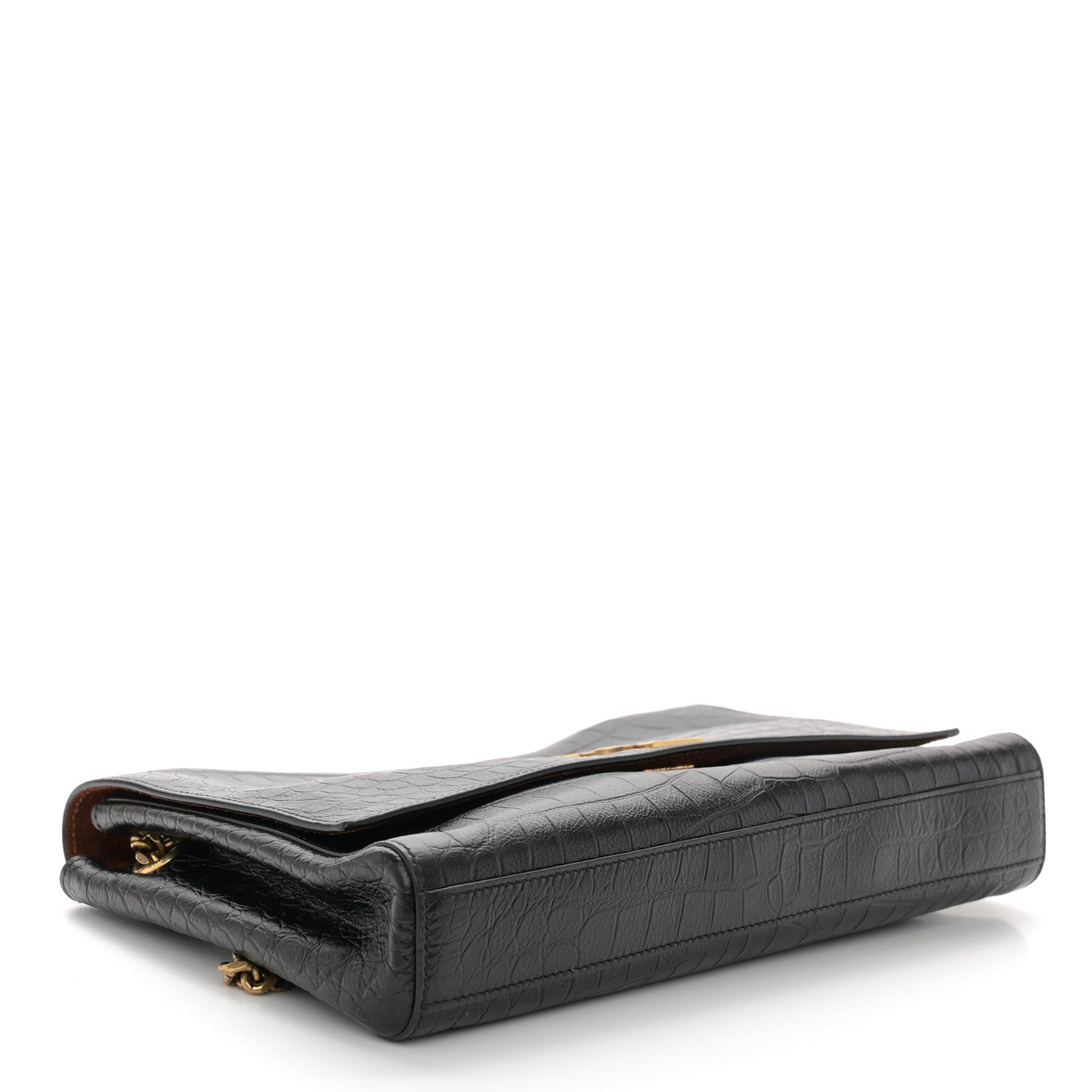 Saint Laurent Smooth Calfskin Suede Medium Reversible Monogram Kate Satchel Black 4 of 9
