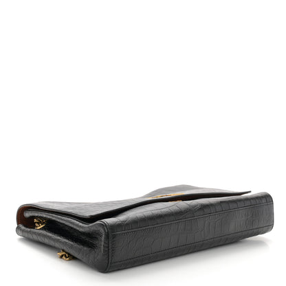 Saint Laurent Smooth Calfskin Suede Medium Reversible Monogram Kate Satchel Black 4 of 9
