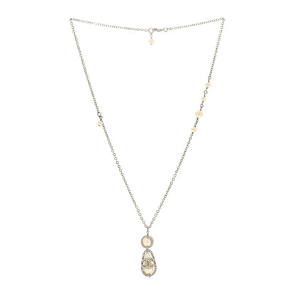 Chanel Crystal Pearl CC Necklace Silver 2 of 5