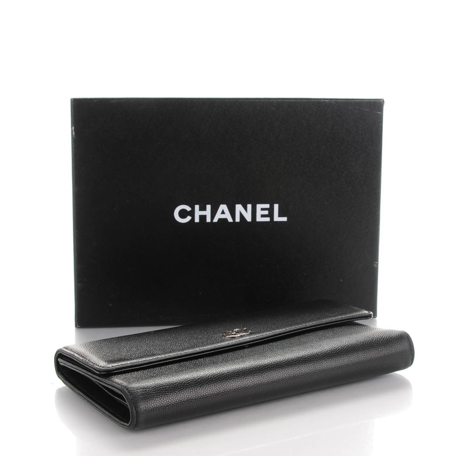 Chanel Caviar Sevruga Long Flap Wallet Black 4 of 8