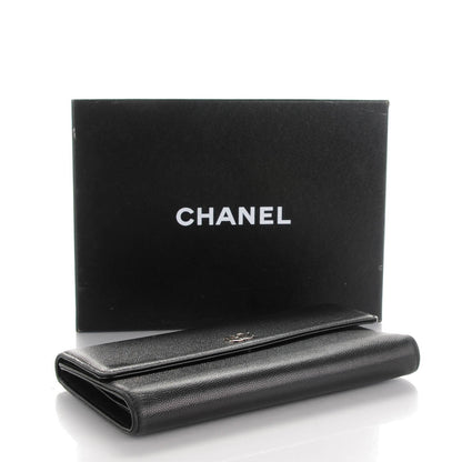 Chanel Caviar Sevruga Long Flap Wallet Black 4 of 8