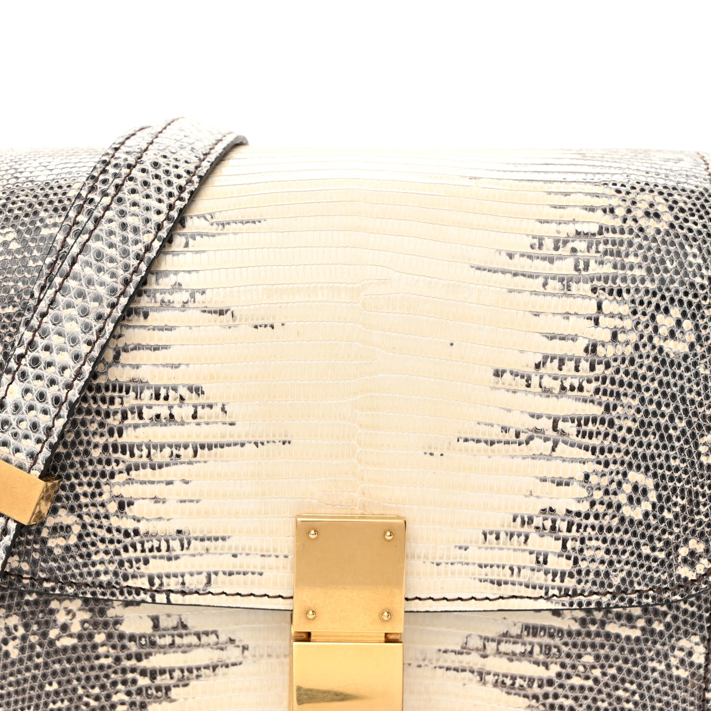 Lizard Small Classic Box Flap Bag Natural
