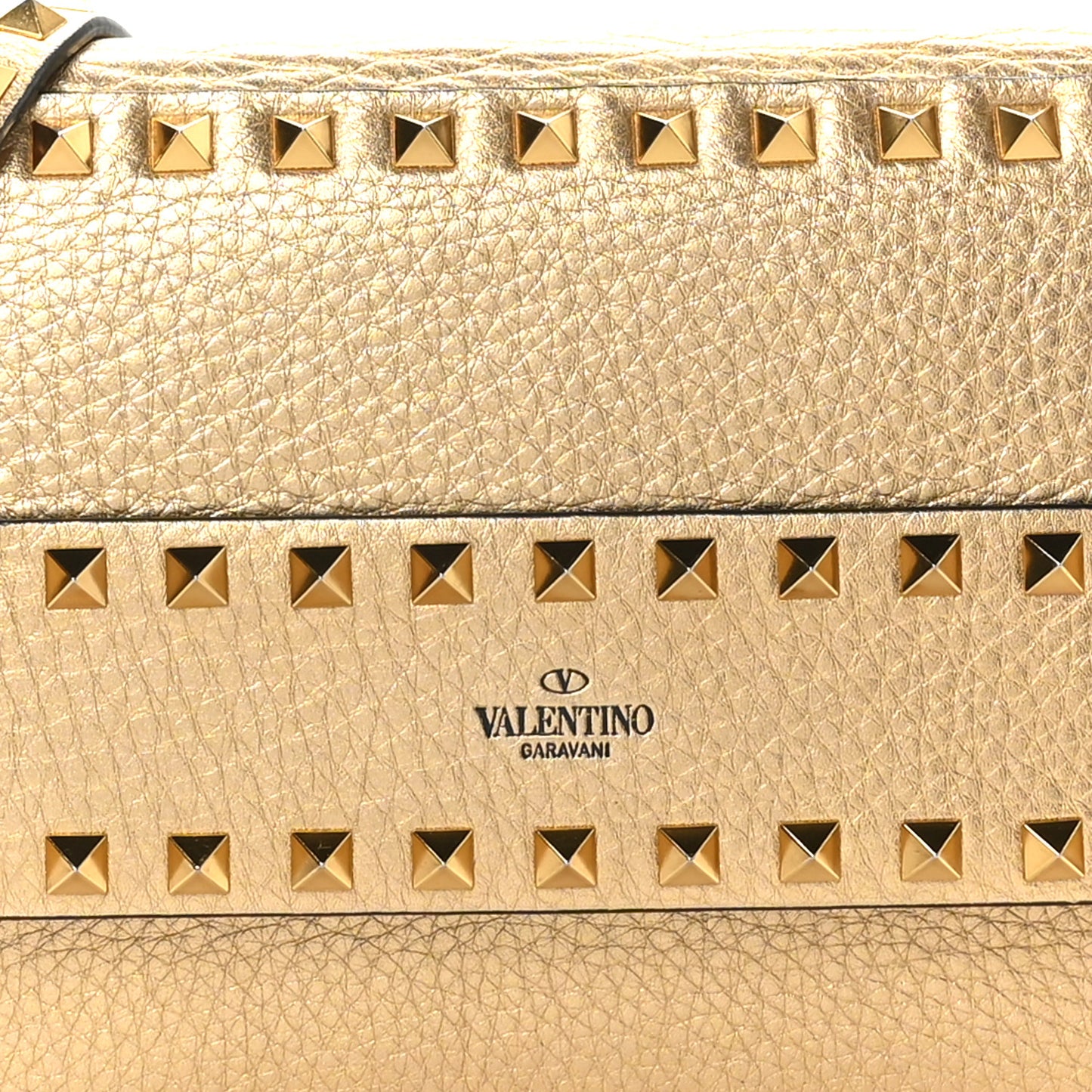 Metallic Vitello Rockstud Side Slip Crossbody Bag  Antique Brass