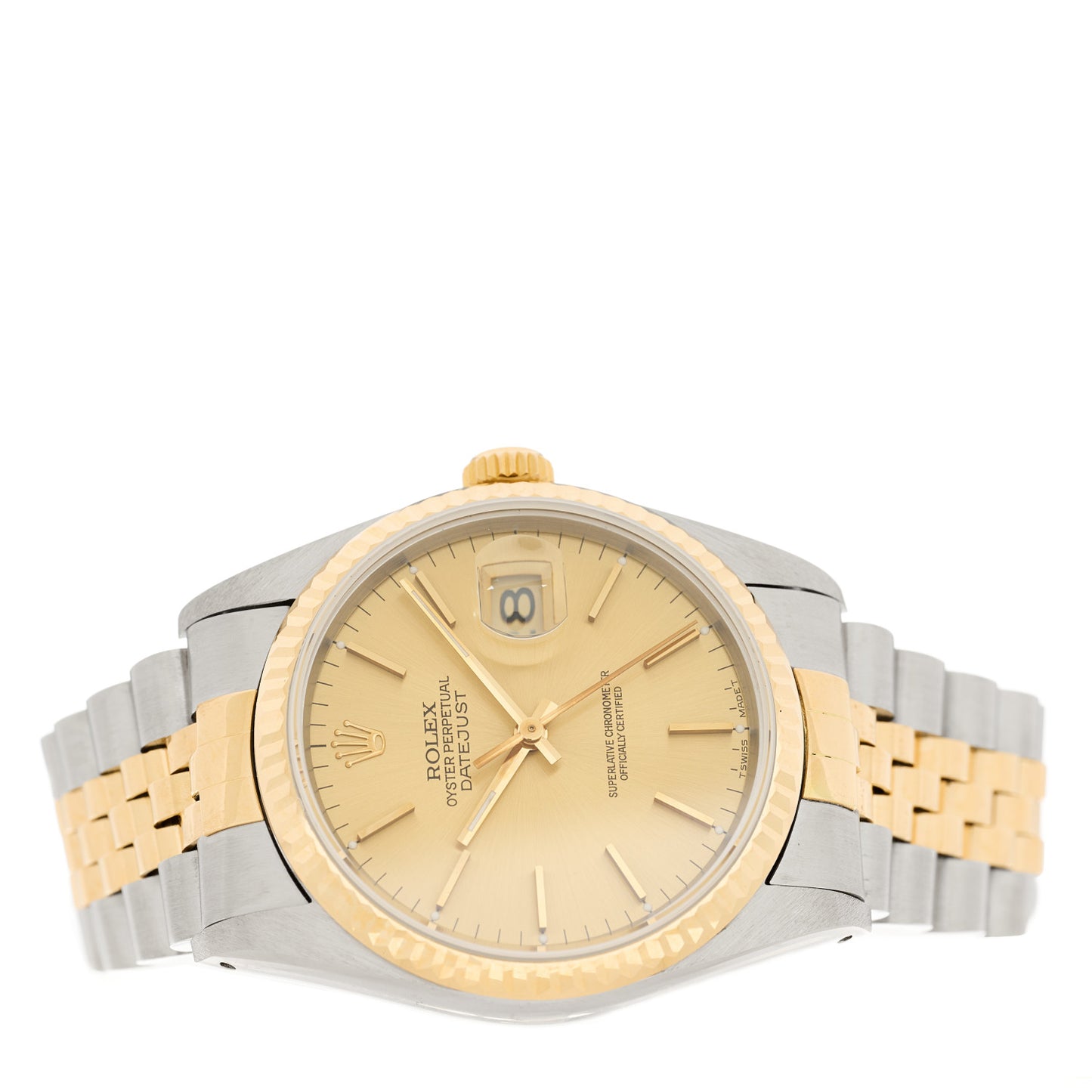 Stainless Steel 18K Yellow Gold 36mm Oyster Perpetual Datejust Watch Champagne 16233