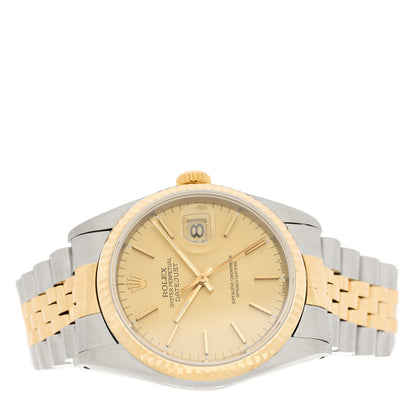 Rolex Stainless Steel 18K Yellow Gold 36mm Oyster Perpetual Datejust Watch Champagne 16233 2 of 4