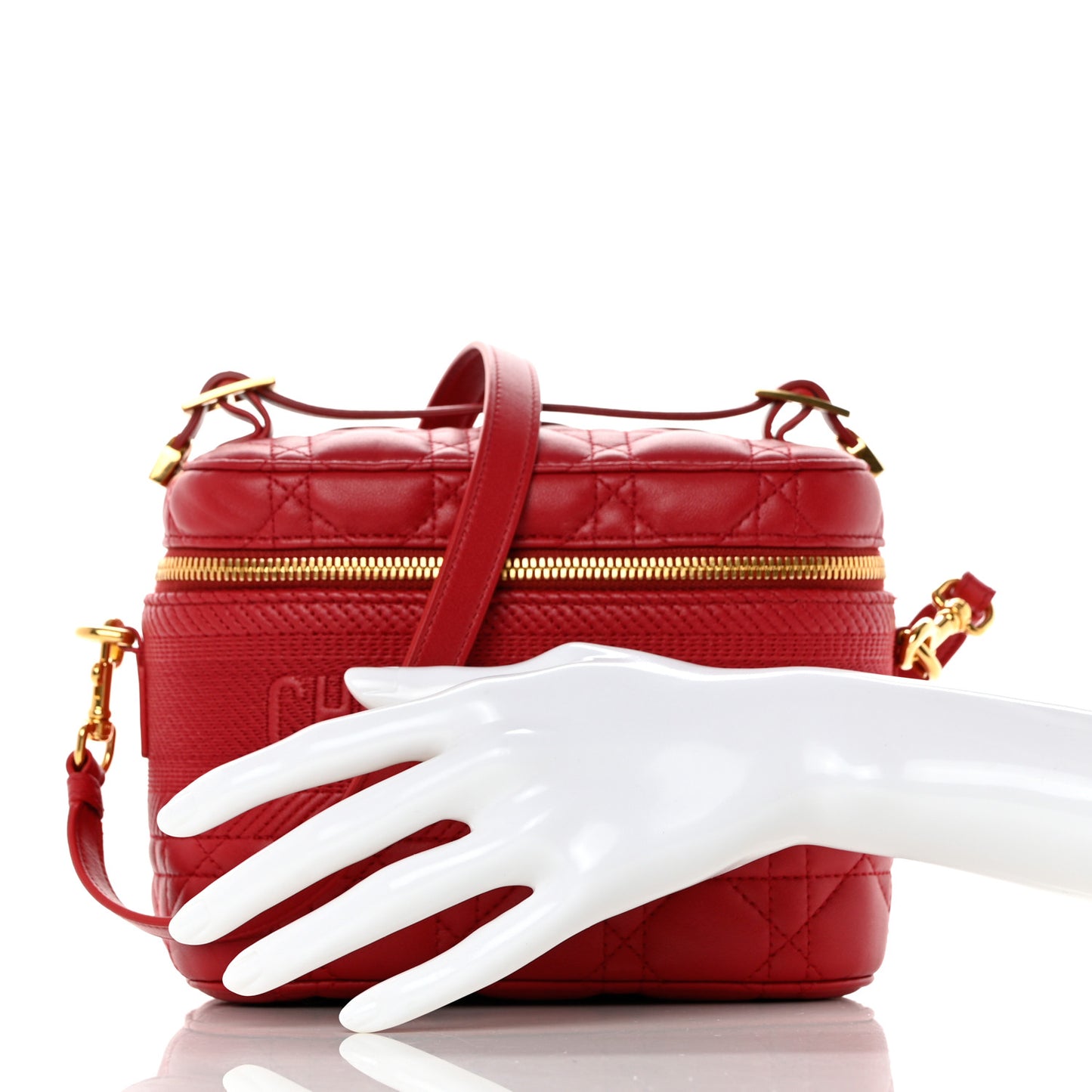 Lambskin Cannage Small Diortravel Vanity Case Red
