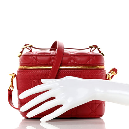 Christian Dior Lambskin Cannage Small Diortravel Vanity Case Red 2 of 10