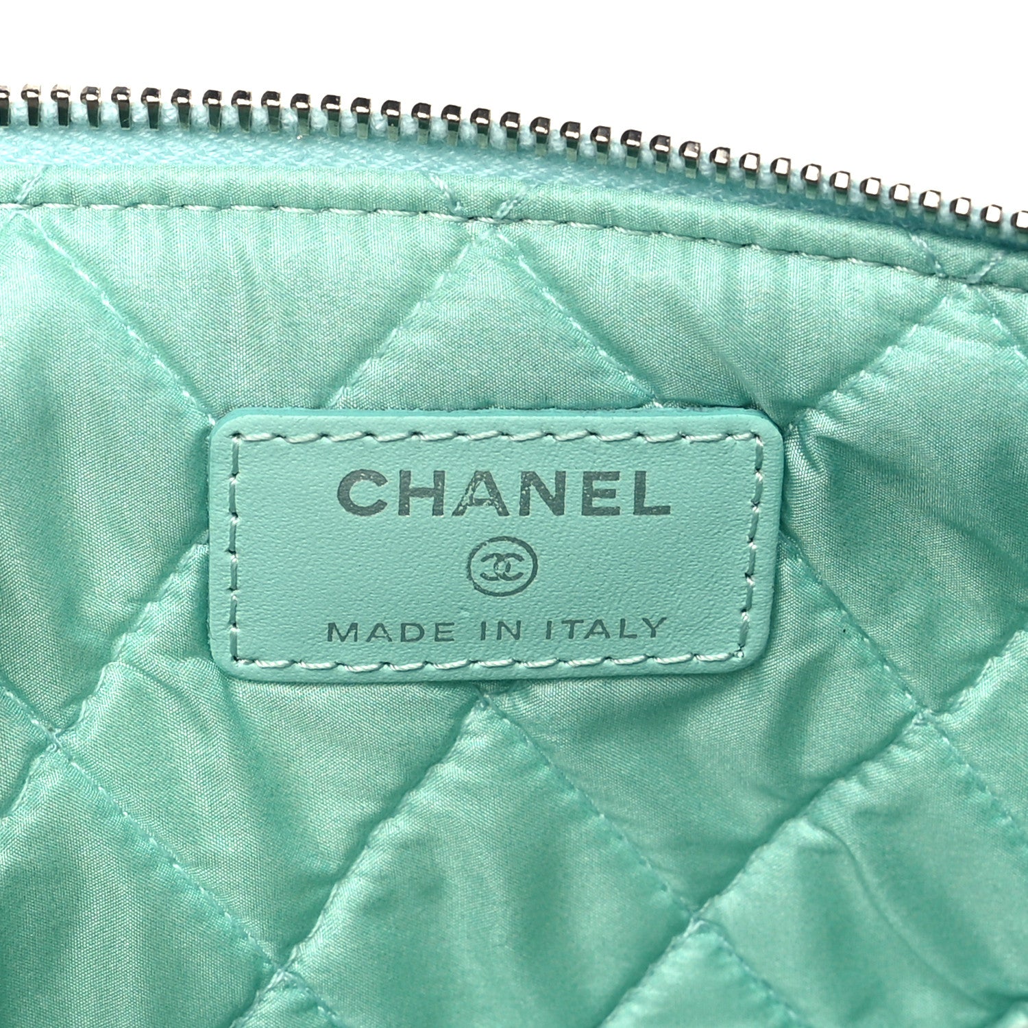 Chanel Patent Quilted Cosmetic Pouch Light Green 6 of 9