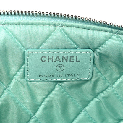 Chanel Patent Quilted Cosmetic Pouch Light Green 6 of 9
