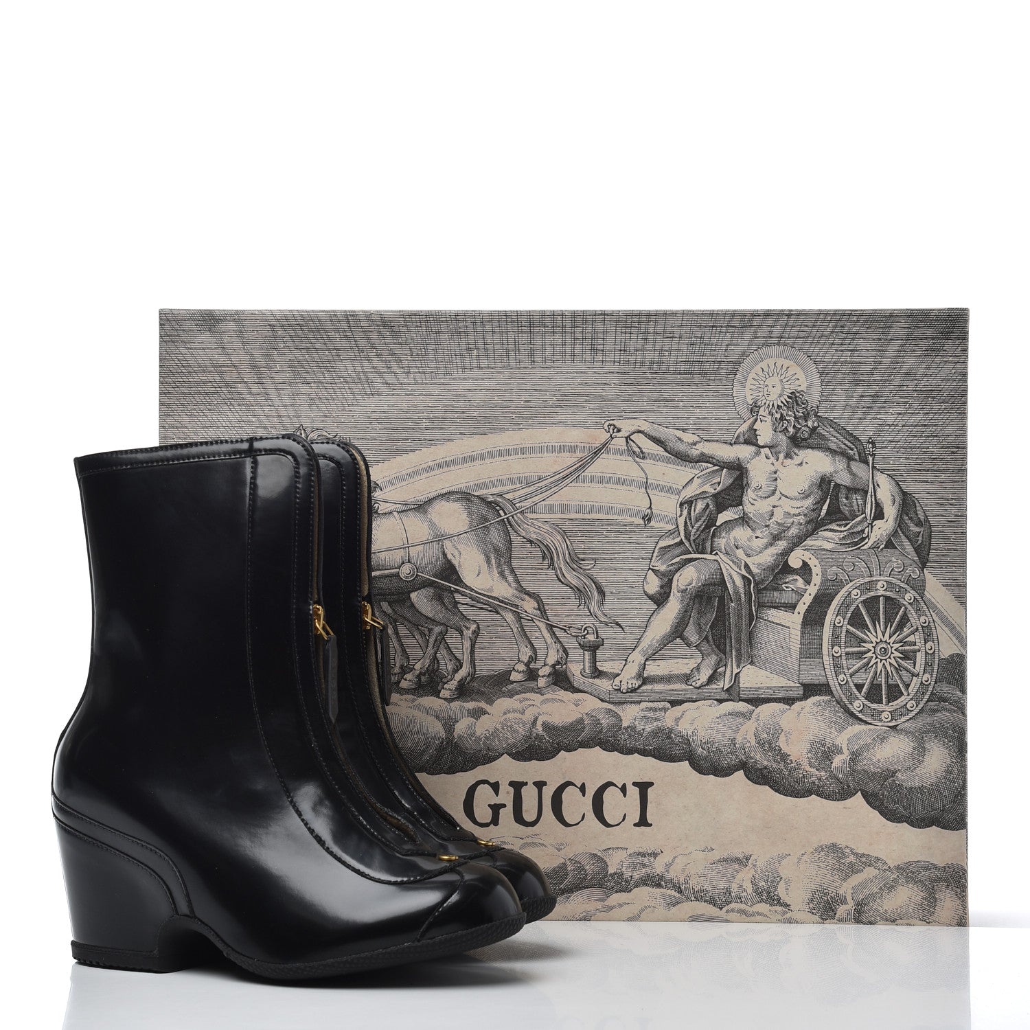 Gucci Rubber GG Zip Ankle Boots 37.5 Black Smile Yellow Heron Red 9 of 9