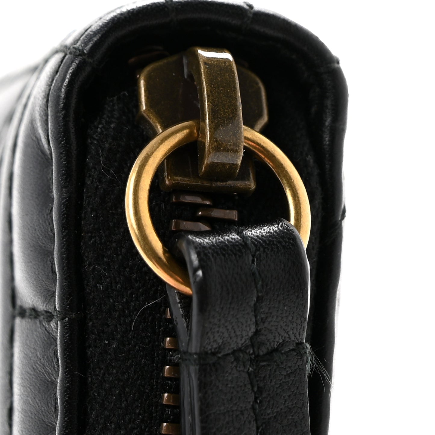 Calfskin Matelasse Pearly GG Marmont Zip Around Wallet Black