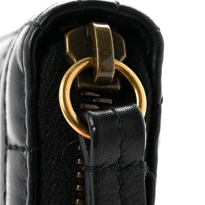 Gucci Calfskin Matelasse Pearly GG Marmont Zip Around Wallet Black 8 of 9