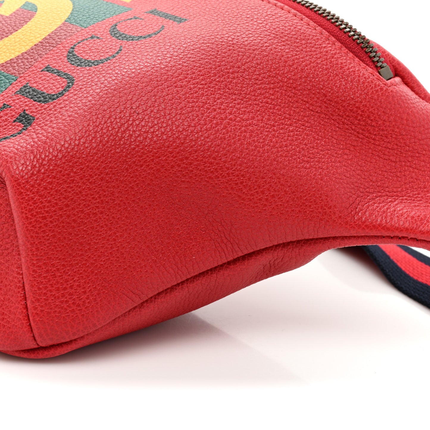 Grained Calfskin Logo Belt Bag Hibiscus Red