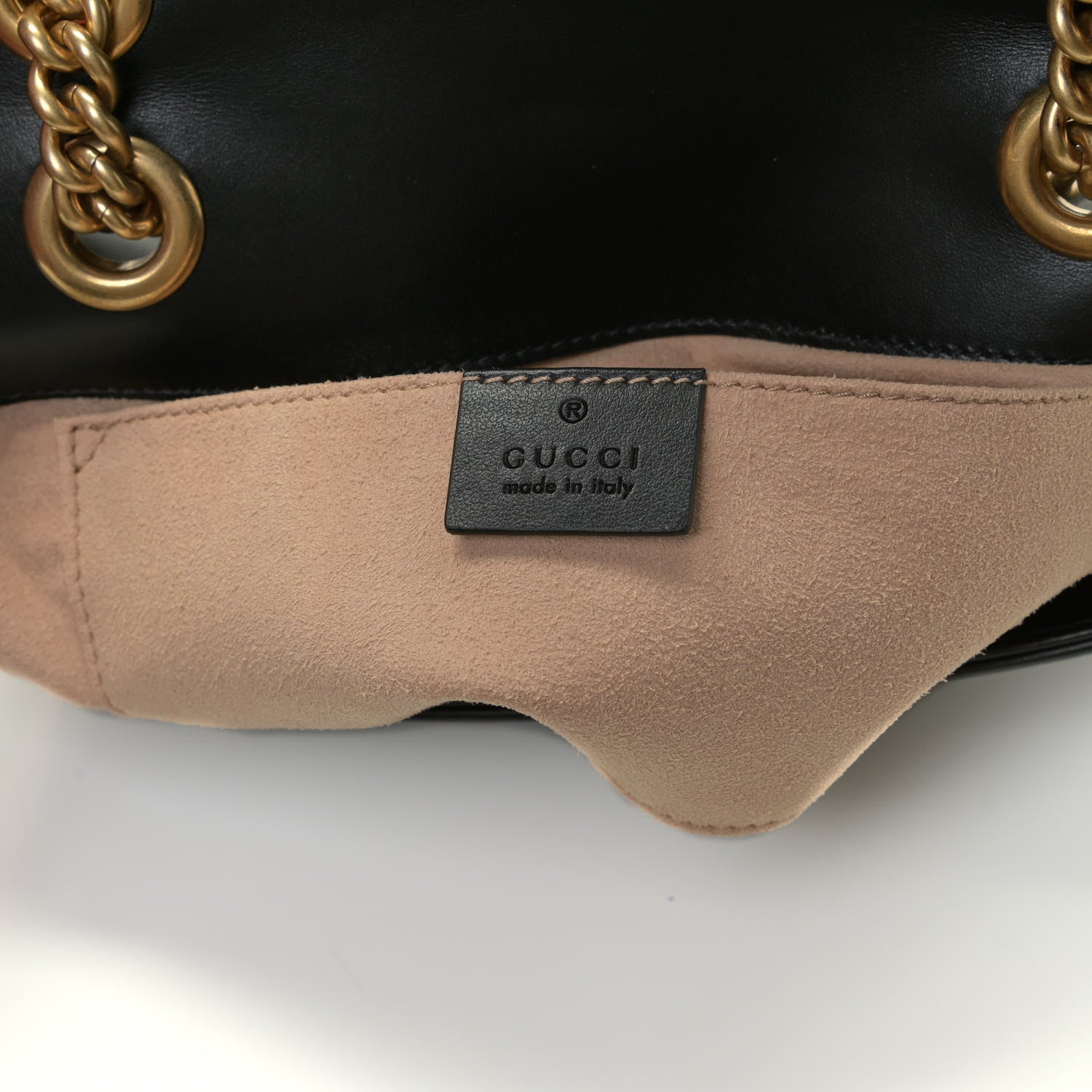 Gucci Calfskin Matelasse Mini GG Marmont Shoulder Bag Black 5 of 14