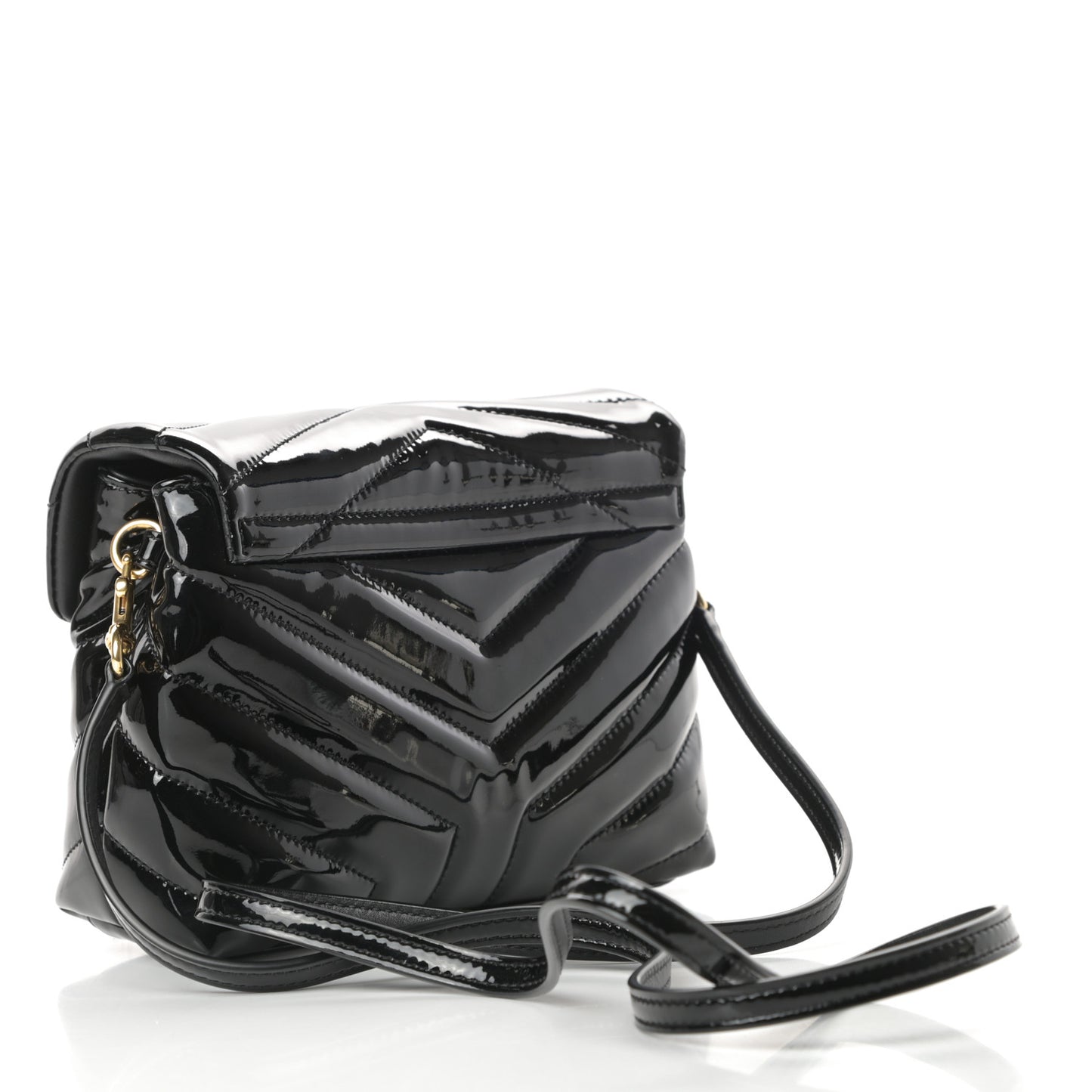 Patent Y Quilted Monogram Toy Loulou Crossbody Bag Black