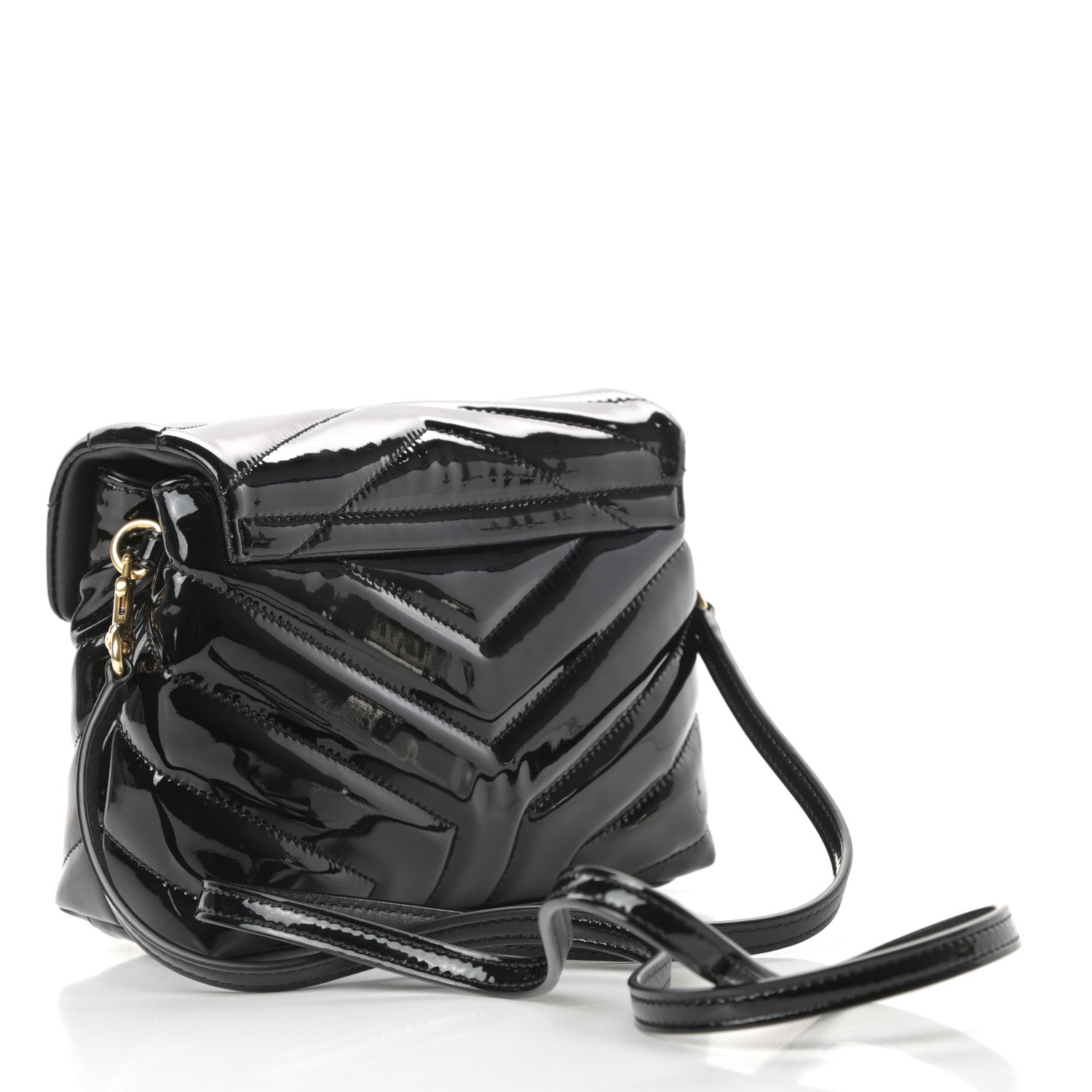 Saint Laurent Patent Y Quilted Monogram Toy Loulou Crossbody Bag Black 3 of 10