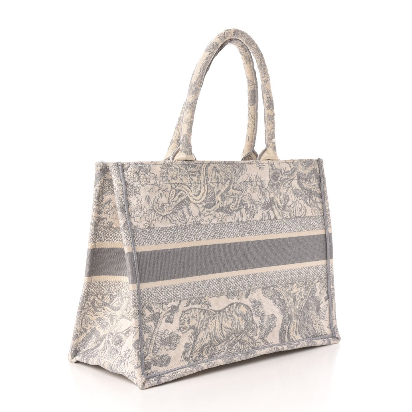Canvas Embroidered Medium Dioriviera Toile De Jouy Book Tote Gray