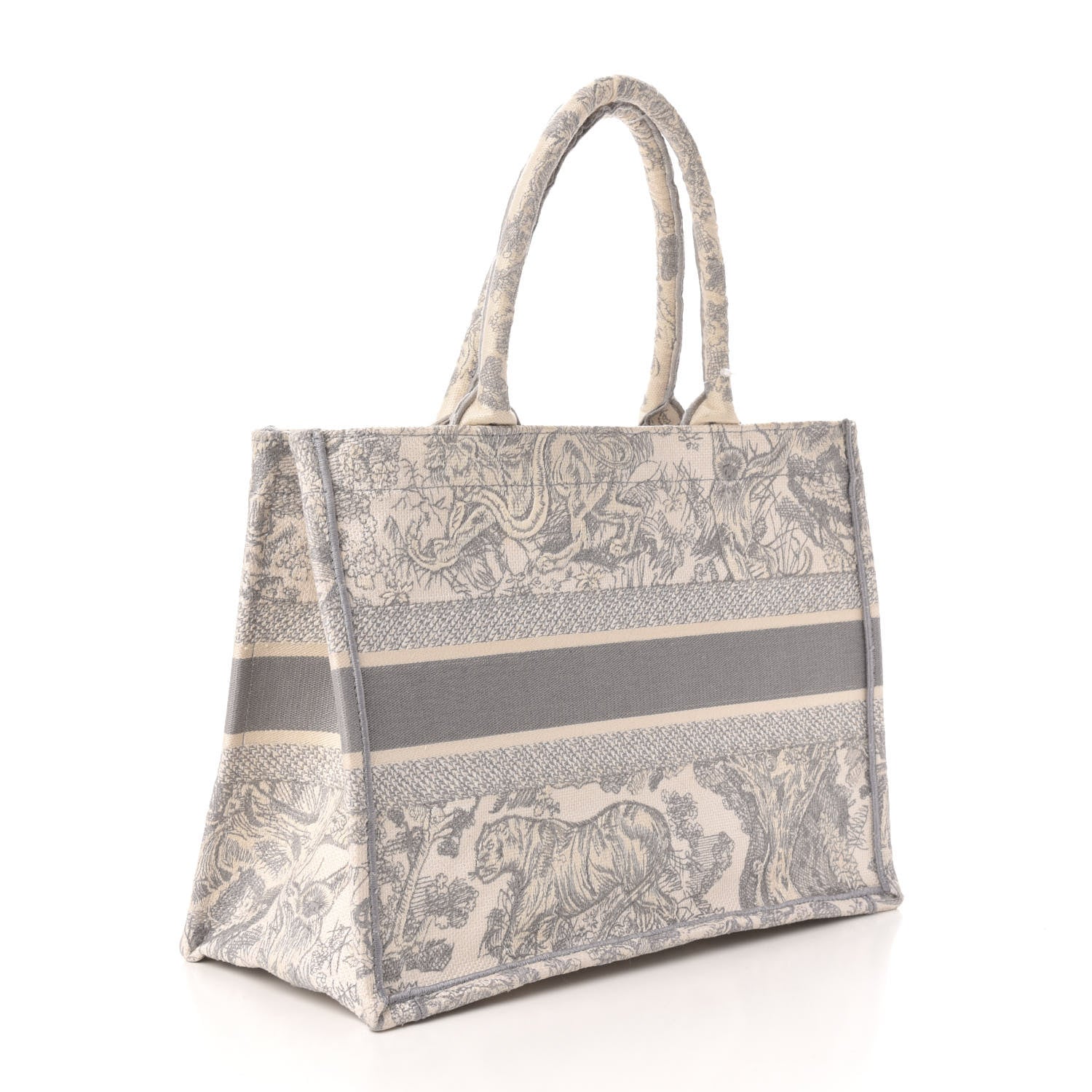 Christian Dior Canvas Embroidered Medium Dioriviera Toile De Jouy Book Tote Gray 3 of 12