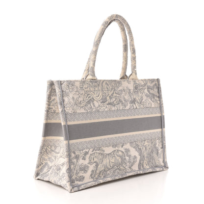 Christian Dior Canvas Embroidered Medium Dioriviera Toile De Jouy Book Tote Gray 3 of 12