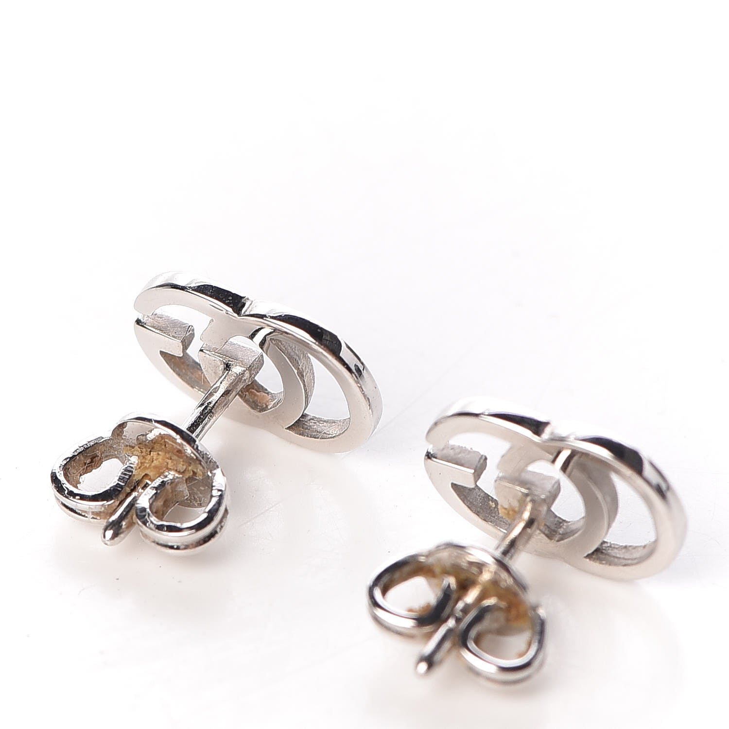 Gucci 18K White Gold GG Tissue Stud Earrings 5 of 6