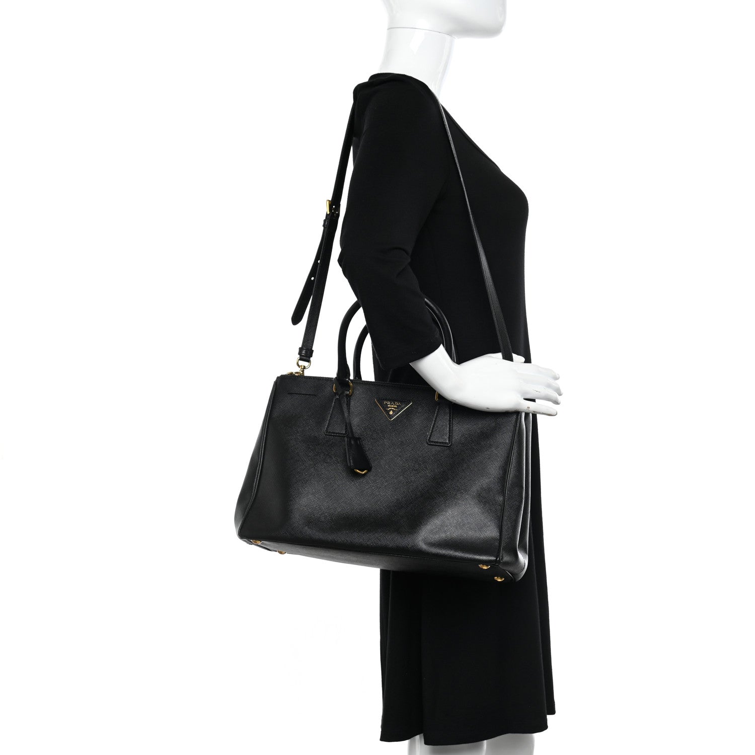 Prada Saffiano Medium Galleria Double Zip Tote Black 2 of 19