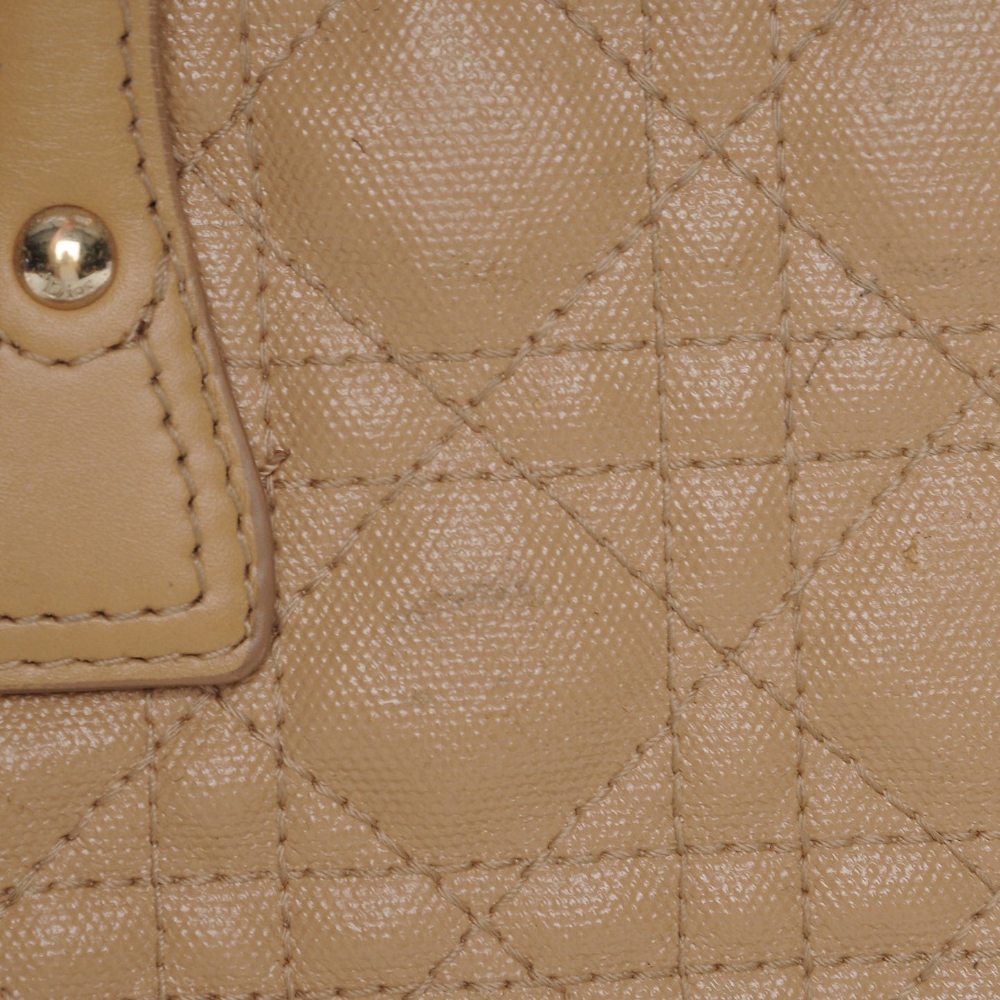 Coated Canvas Cannage Small Panarea Tote Beige