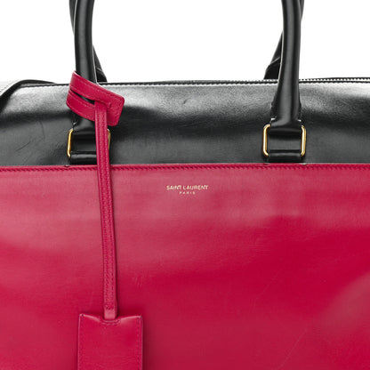 Saint Laurent Smooth Calfskin Bi-Color Duffle 6 Fuchsia Black 8 of 16